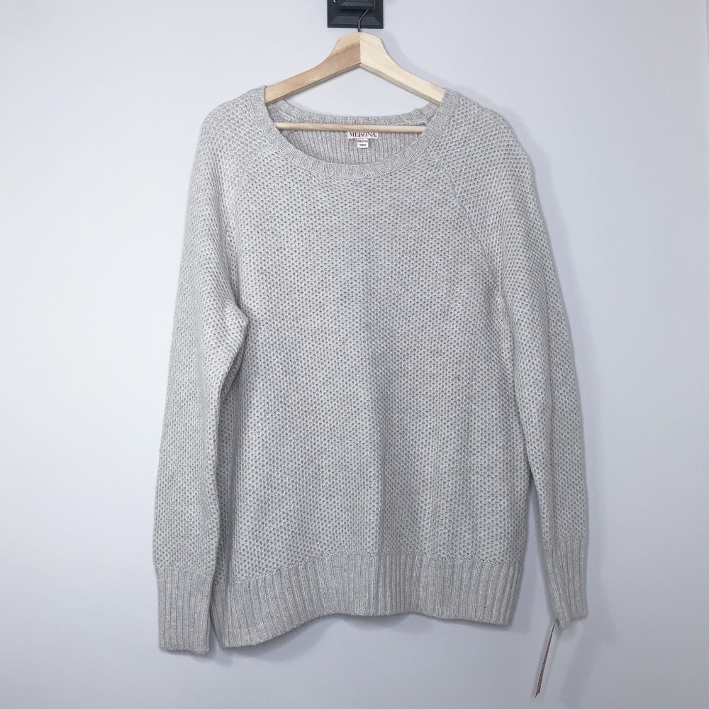 NWT Merona  Gray Beige Crew Neck Sweater - XXL